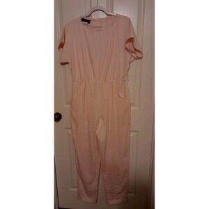 Vint JT 80s Womens Pink Jumpsuit  Elastic Waist Pockets No Belt.Size 10.B45